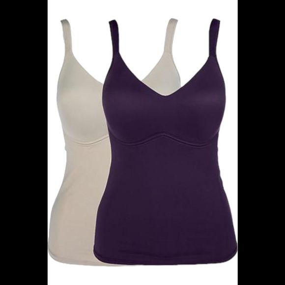 Rhonda Shear 2-pack Molded Cup Cami Tank Top Gray/Wineberry Purple - Regular - Picture 1 of 1